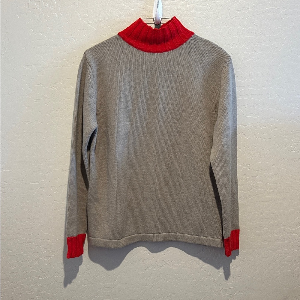 Versace Gray Sweater with Red Accents